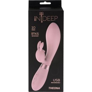 Oplaadbare USB Vibrator - Clitoris Stimulator - 100% Silicone - 2 motoren - 10 standen - Waterdicht (IPX6) - Indeep - Theona - Roze