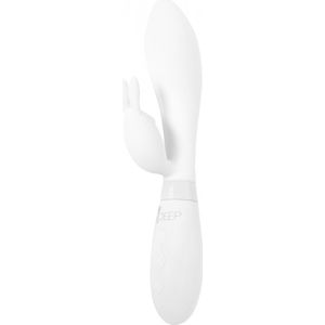 Oplaadbare USB Vibrator - Clitoris Stimulator - 100% Silicone - 2 motoren - 10 standen - Waterdicht (IPX6) - Indeep - Theona - Wit