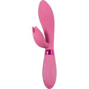 Oplaadbare USB Vibrator - Clitoris Stimulator - 100% Silicone - 2 motoren - 10 standen - Waterdicht (IPX6) - Indeep - Malena - Magenta