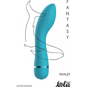 Oplaadbare USB vibrator - 20 standen - Batterij indicator - Waterdicht IPX7 - 100% Silicone - Fantasy - Whaley - Blauw