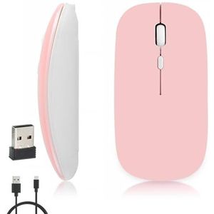 iSTYLE Draadloze Bluetooth Muis, 1600 DPI Optische Tracking, 3 knoppen, Bluetooth 5.2, Stille Muizen Compatibel voor PC, Laptop, Tablet (AA Batterij Vereist)（Roze)