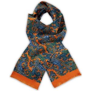 Heren sjaal zijde paisley oranje