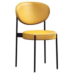 GEIRONV Leer Woonkamerstoelen,Onderhandeling Over Hotelkantoor Lounge Stoel Moderne Eenvoud Smeedijzer Zwarte Benen Eetstoel 1 Set Eetstoelen (Color : Yellow)