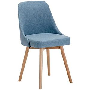 GEIRONV 1 Stuk Keuken Eetkamerstoel,Doekkunst Beuken Poten Make-up Stoel voor Woonkamer Trouwkamer Slaapkamer Lounge Stoel Eetstoelen (Color : Light blue)