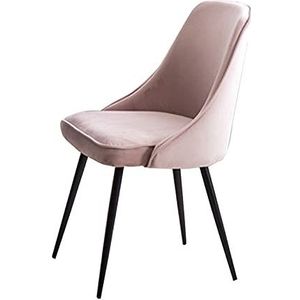 GEIRONV 45×43×80cm Zachte Fluwelen Eetkamerstoel,Moderne Eenvoud Hoekstoel voor Woonkamer Slaapkamer Balkon Lounge Stoel 1 Stuk Eetstoelen (Color : Light pink, Size : 45x43x80cm)