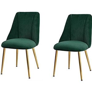 GEIRONV Keuken eetkamerstoelen Set van 2, fluwelen zitting en rugleuningen Kantoorstoel Metalen benen Woonkamer lounge teller stoelen Eetstoelen (Color : Green, Size : Golden legs)