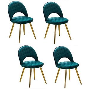 GEIRONV Fluwelen eetkamer set van 4, metalen poten lounge teller stoelen woonkamer zijstoel balkon stoelen 48 × 51 × 81 cm Eetstoelen (Color : Green, Size : Golden leg)