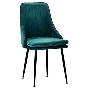 GEIRONV 1 stks Keuken eetkamerstoelen, met metalen benen rugleuningen stoelen woonkamer lounge teller stoelen 42 × 38 × 85 cm Eetstoelen (Color : Green, Size : Black legs)