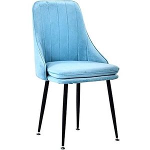 GEIRONV 1 stks Keuken eetkamerstoelen, met metalen benen rugleuningen stoelen woonkamer lounge teller stoelen 42 × 38 × 85 cm Eetstoelen (Color : Light blue, Size : Black legs)
