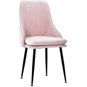GEIRONV 1 stks Keuken eetkamerstoelen, met metalen benen rugleuningen stoelen woonkamer lounge teller stoelen 42 × 38 × 85 cm Eetstoelen (Color : Pink, Size : Black legs)