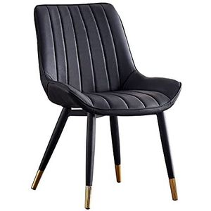 GEIRONV 1 stks Dining stoel zijstoelen, eenvoudige lederen keuken stoelen ergonomische rugleuningen coffeeshops leisure stoel 46 × 53 × 83cm Eetstoelen (Color : Black)