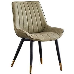 GEIRONV 1 stks Dining stoel zijstoelen, eenvoudige lederen keuken stoelen ergonomische rugleuningen coffeeshops leisure stoel 46 × 53 × 83cm Eetstoelen (Color : Green orange)