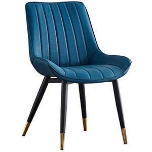 GEIRONV 1 stks Dining stoel zijstoelen, eenvoudige lederen keuken stoelen ergonomische rugleuningen coffeeshops leisure stoel 46 × 53 × 83cm Eetstoelen (Color : Blue)