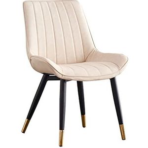 GEIRONV 1 stks Dining stoel zijstoelen, eenvoudige lederen keuken stoelen ergonomische rugleuningen coffeeshops leisure stoel 46 × 53 × 83cm Eetstoelen (Color : White)