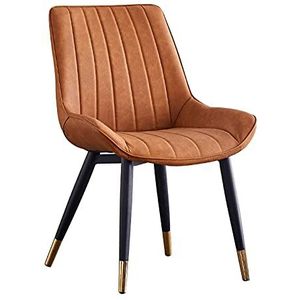 GEIRONV 1 stks Dining stoel zijstoelen, eenvoudige lederen keuken stoelen ergonomische rugleuningen coffeeshops leisure stoel 46 × 53 × 83cm Eetstoelen (Color : Light orange)