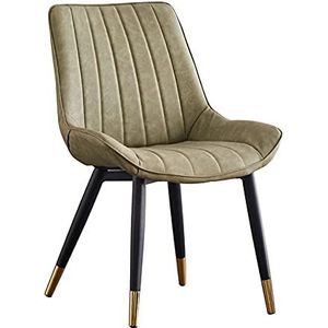 GEIRONV 1 stks Dining stoel zijstoelen, eenvoudige lederen keuken stoelen ergonomische rugleuningen coffeeshops leisure stoel 46 × 53 × 83cm Eetstoelen (Color : Green)