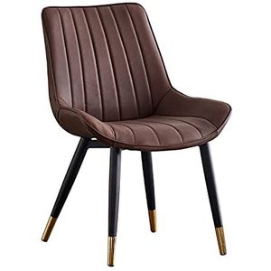 GEIRONV 1 stks Dining stoel zijstoelen, eenvoudige lederen keuken stoelen ergonomische rugleuningen coffeeshops leisure stoel 46 × 53 × 83cm Eetstoelen (Color : Coffee)