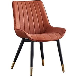 GEIRONV 1 stks Dining stoel zijstoelen, eenvoudige lederen keuken stoelen ergonomische rugleuningen coffeeshops leisure stoel 46 × 53 × 83cm Eetstoelen (Color : Orange)