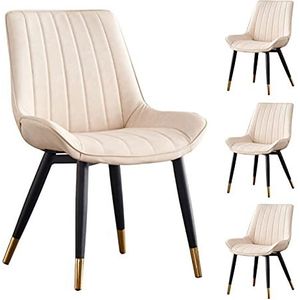 GEIRONV Dining stoel Zij stoelen Set van 4, Lederen Keuken Stoelen Ergonomische Rugleuningen Coffee Shops Leisure Chair 46 × 53 × 83cm Eetstoelen (Color : White)