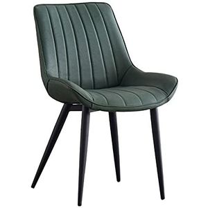 GEIRONV 1 stks Dining Chair, 46 × 53 × 83 cm Lederen Keuken Zij stoelen Ergonomische rugleuningen Coffee Shops Black Legs Leisure Chair Eetstoelen (Color : Green, Size : Black legs)