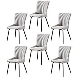 GEIRONV PU Leer eetkamerstoel Set van 6, metalen benen woonkamer condominium zijstoel Moderne keuken stoel 49 × 47 × 90 cm Eetstoelen (Color : Light gray)