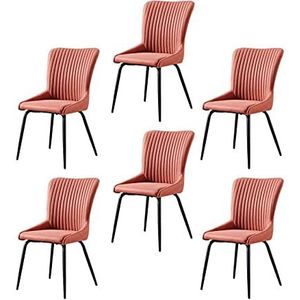 GEIRONV PU Leer eetkamerstoel Set van 6, metalen benen woonkamer condominium zijstoel Moderne keuken stoel 49 × 47 × 90 cm Eetstoelen (Color : Orange)