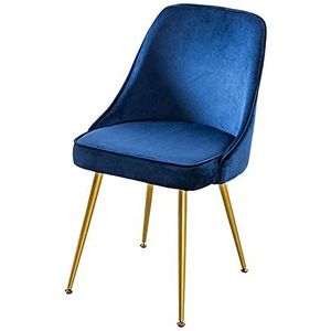 GEIRONV 1 stuks eetkamerstoel, moderne ergonomische rugleuning flanel metalen stoelbenen geschikt for cafe restaurant lounge stoel Eetstoelen (Color : Blue)