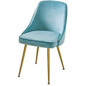 GEIRONV 1 stuks eetkamerstoel, moderne ergonomische rugleuning flanel metalen stoelbenen geschikt for cafe restaurant lounge stoel Eetstoelen (Color : Cyan)