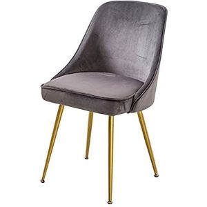 GEIRONV 1 stuks eetkamerstoel, moderne ergonomische rugleuning flanel metalen stoelbenen geschikt for cafe restaurant lounge stoel Eetstoelen (Color : Gris)
