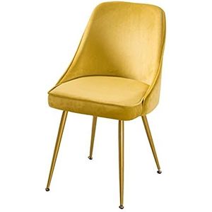 GEIRONV 1 stuks eetkamerstoel, moderne ergonomische rugleuning flanel metalen stoelbenen geschikt for cafe restaurant lounge stoel Eetstoelen (Color : Yellow)