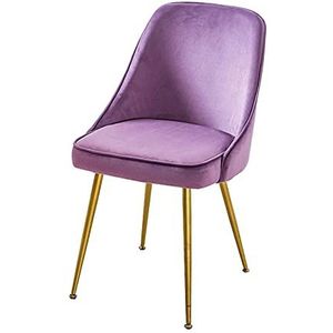GEIRONV 1 stuks eetkamerstoel, moderne ergonomische rugleuning flanel metalen stoelbenen geschikt for cafe restaurant lounge stoel Eetstoelen (Color : Purple)
