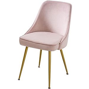 GEIRONV 1 stuks eetkamerstoel, moderne ergonomische rugleuning flanel metalen stoelbenen geschikt for cafe restaurant lounge stoel Eetstoelen (Color : Pink)