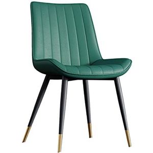 GEIRONV 1 stuks eetkamerstoelen, Pu Leer met metalen benen rugleuning stoelen for cafetaria woonkamer slaapkamer keuken receptie stoel Eetstoelen (Color : Green)