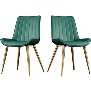 GEIRONV Eetkamerstoelen Set van 2, Pu Lederen goud metalen poten receptie stoel for keuken woonkamer slaapkamer appartement make-up stoel Eetstoelen (Color : Orange)