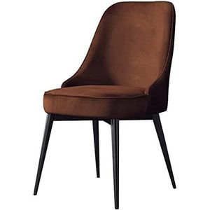 GEIRONV 1 stks fluwelen keukenstoelen, met zwarte benen woonkamer stoelen for kantoor lounge dineren slaapkamer make-up stoel Eetstoelen (Color : Brown, Size : Black feet)