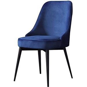 GEIRONV 1 stks fluwelen keukenstoelen, met zwarte benen woonkamer stoelen for kantoor lounge dineren slaapkamer make-up stoel Eetstoelen (Color : Blue, Size : Black feet)