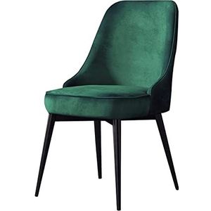 GEIRONV 1 stks fluwelen keukenstoelen, met zwarte benen woonkamer stoelen for kantoor lounge dineren slaapkamer make-up stoel Eetstoelen (Color : Green, Size : Black feet)