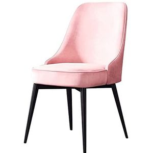GEIRONV 1 stks fluwelen keukenstoelen, met zwarte benen woonkamer stoelen for kantoor lounge dineren slaapkamer make-up stoel Eetstoelen (Color : Pink, Size : Black feet)