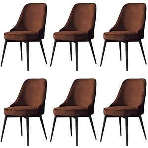 GEIRONV Fluwelen eetkamerstoelen set van 6, for kantoor woonkamer slaapkamer make-up stoel met zwarte benen keuken lounge stoelen Eetstoelen (Color : Brown, Size : Black feet)