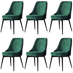 GEIRONV Fluwelen eetkamerstoelen set van 6, for kantoor woonkamer slaapkamer make-up stoel met zwarte benen keuken lounge stoelen Eetstoelen (Color : Green, Size : Black feet)