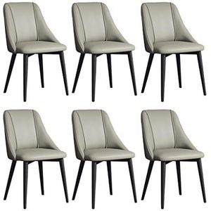 GEIRONV Woonkamer stoelen set van 6, waterdicht Pu Lederen zwarte benen teller stoel appartement balkon moderne keuken eetkamerstoelen Eetstoelen (Color : Light gray, Size : Black legs)