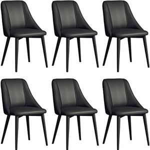 GEIRONV Woonkamer stoelen set van 6, waterdicht Pu Lederen zwarte benen teller stoel appartement balkon moderne keuken eetkamerstoelen Eetstoelen (Color : Black, Size : Black legs)