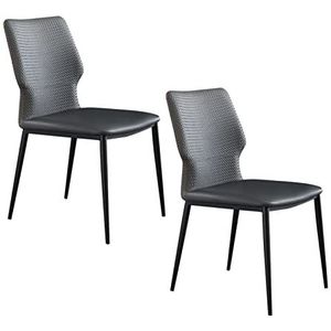 GEIRONV Eetkamerstoelen Set van 2, Modern Minimalisme Huishoudstoelen Kantoor Slaapkamer Rugleuning Stoel met Leer Beklede Stoelen Eetstoelen (Color : Light gray, Size : 48x52x85cm)