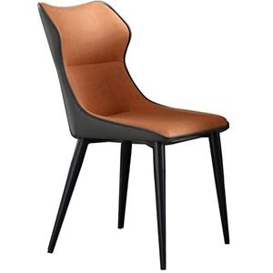 GEIRONV Eetkamerstoel, Technologie Doek Huishoudelijke Rugleuning Stoel Moderne Vrijetijdsstoelen Koolstofstaal Gestoffeerde Stoelen Eetstoelen (Color : Orange, Size : 47x47x84cm)