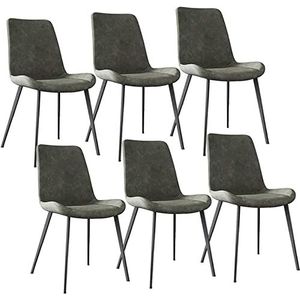 GEIRONV Moderne eetkamerstoelen set van 6, met metalen poten PU lederen rugleuningen stoelen lounge woonkamer hoekstoelen keukenstoelen Eetstoelen (Color : Light gray, Size : 46x48x87cm)