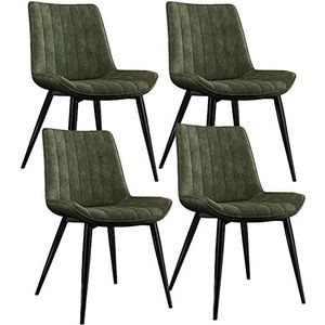 GEIRONV Set van 4 moderne eetkamerstoelen, keuken kamer slaapkamer eetkamerstoelen met metalen voeten rugleuningen PU lederen stoelen stoelen Eetstoelen (Color : Green, Size : 43x45x84cm)