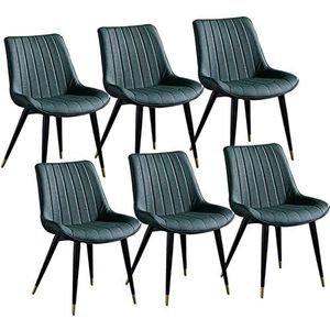 GEIRONV Set van 6 moderne kunstleer eetkamerstoelen, gestoffeerde metalen poten woonkamer stoel keuken vrije tijd rugleuningen retro PU stoel Eetstoelen (Color : Orange, Size : 46x53x83cm)