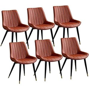 GEIRONV Set van 6 moderne kunstleer eetkamerstoelen, gestoffeerde metalen poten woonkamer stoel keuken vrije tijd rugleuningen retro PU stoel Eetstoelen (Color : Green, Size : 46x53x83cm)