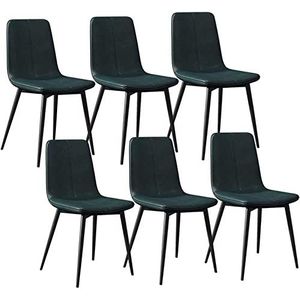 GEIRONV Set van 6 moderne eetkamerstoelen, met metalen poten, PU-leer, rugleuningen, stoelen, keukenstoelen, lounge, woonkamer, hoekstoelen Eetstoelen (Color : Green, Size : 43x40x86cm)