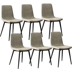 GEIRONV Set van 6 moderne eetkamerstoelen, met metalen poten, PU-leer, rugleuningen, stoelen, keukenstoelen, lounge, woonkamer, hoekstoelen Eetstoelen (Color : Light gray, Size : 43x40x86cm)